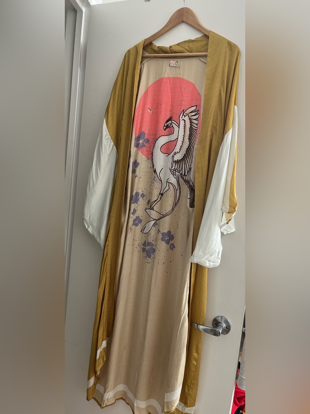 Free People Mustard Yellow and Coral Striped Kimono - Picture 2 of 3